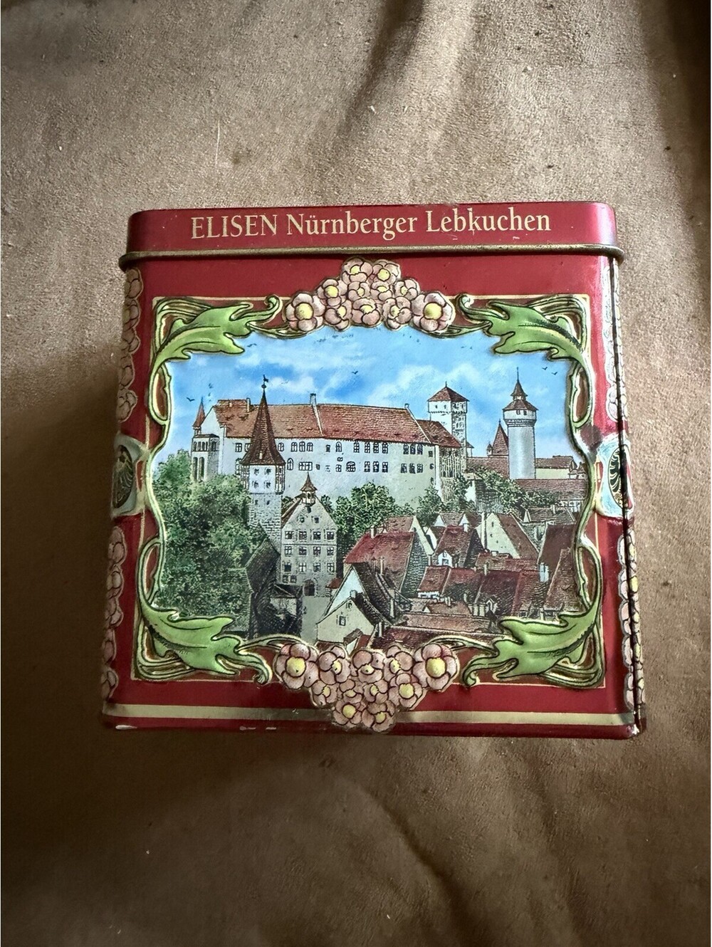 Weissella Elisen Musical Box, Empty Cookie Musical Tin, German Biscuit Tin Box